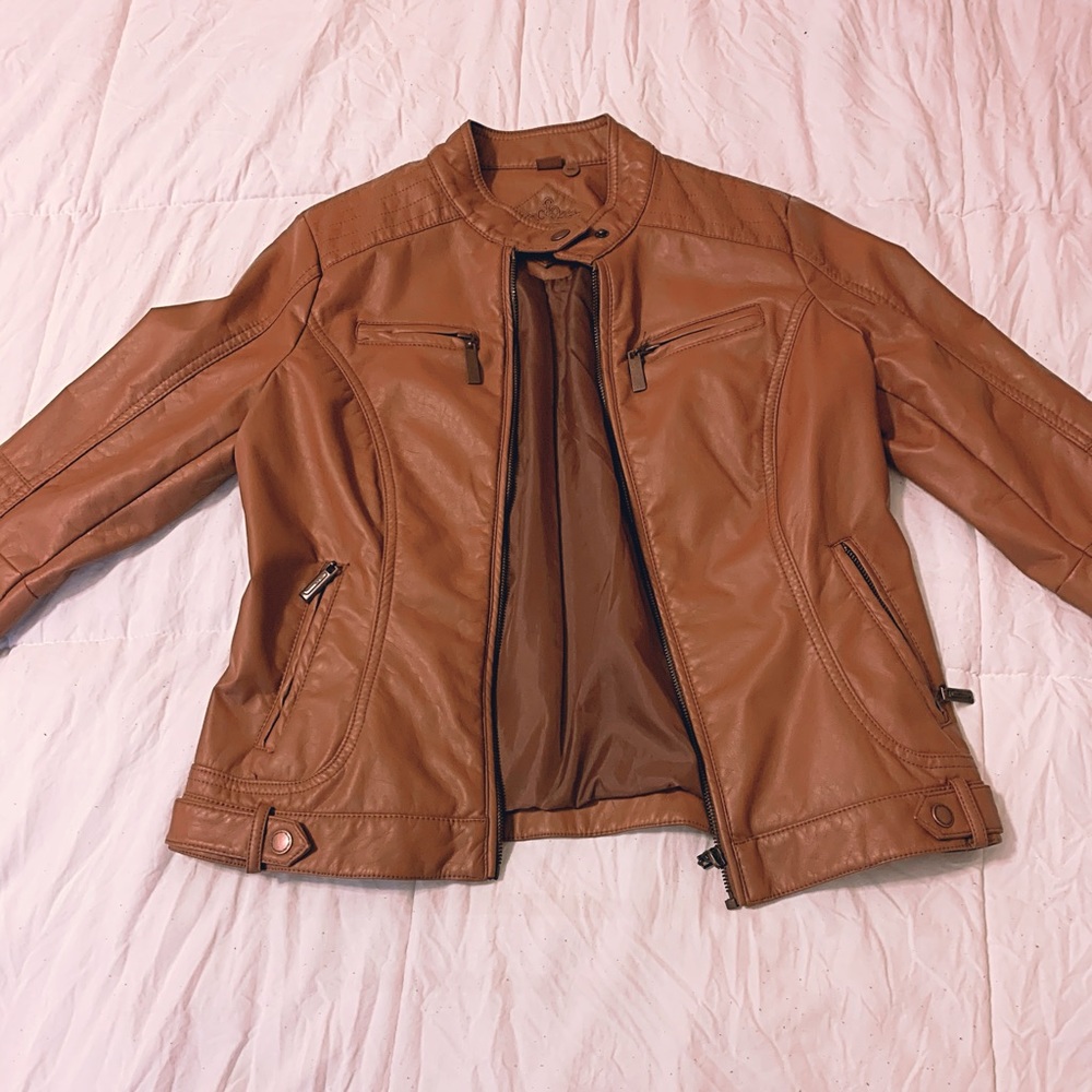 Brown Vintage Faux Leather Jacket